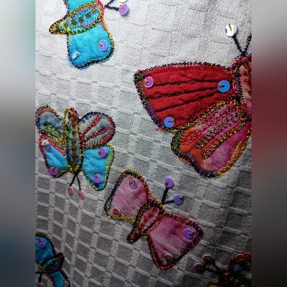 Indigo Moon Sequin Butterfly Art Jacket – 1X - Picture 7 of 12